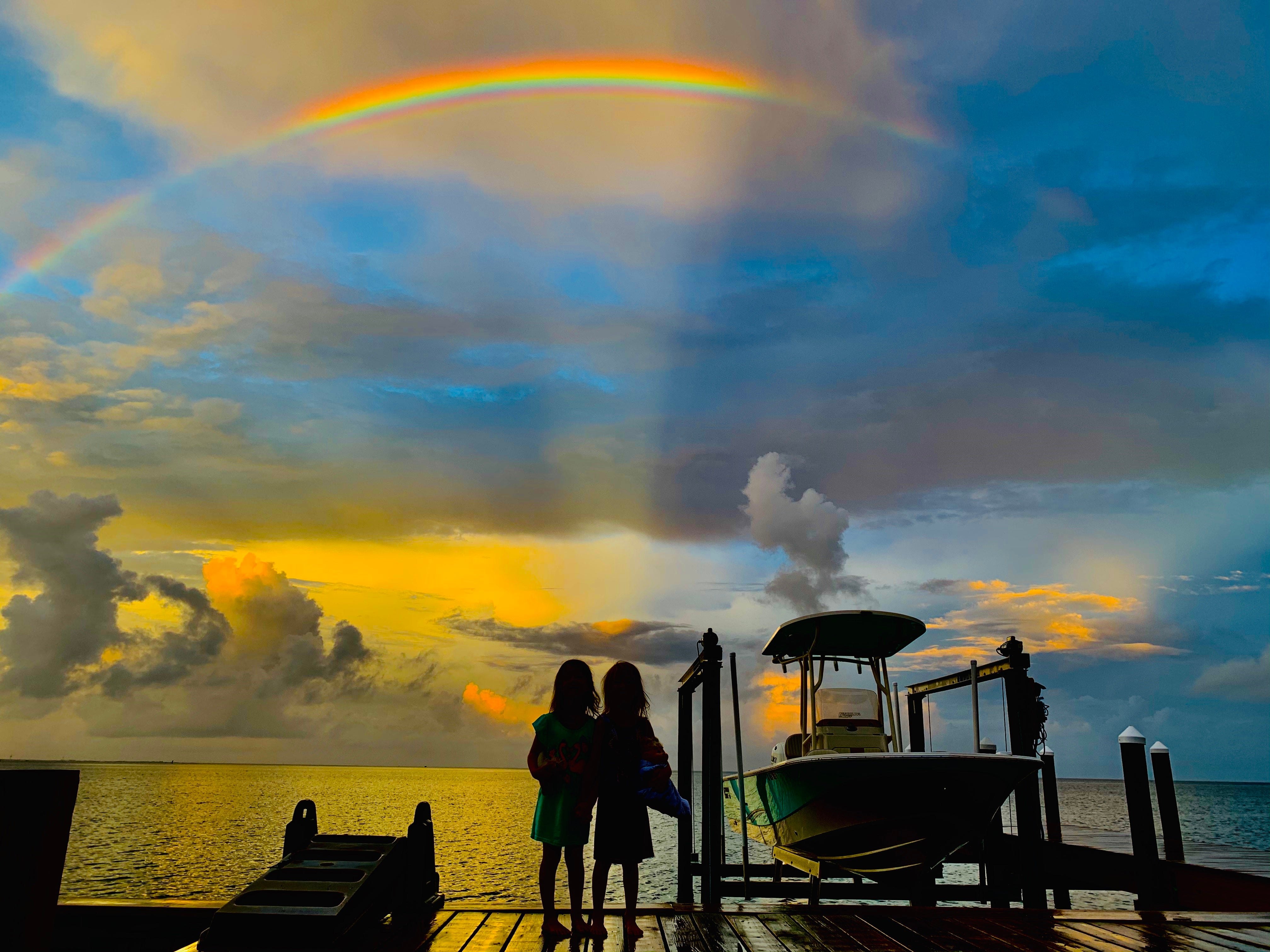 Sunset and Rainbow over the Pamlico Sound in Brigands Bay Frisco