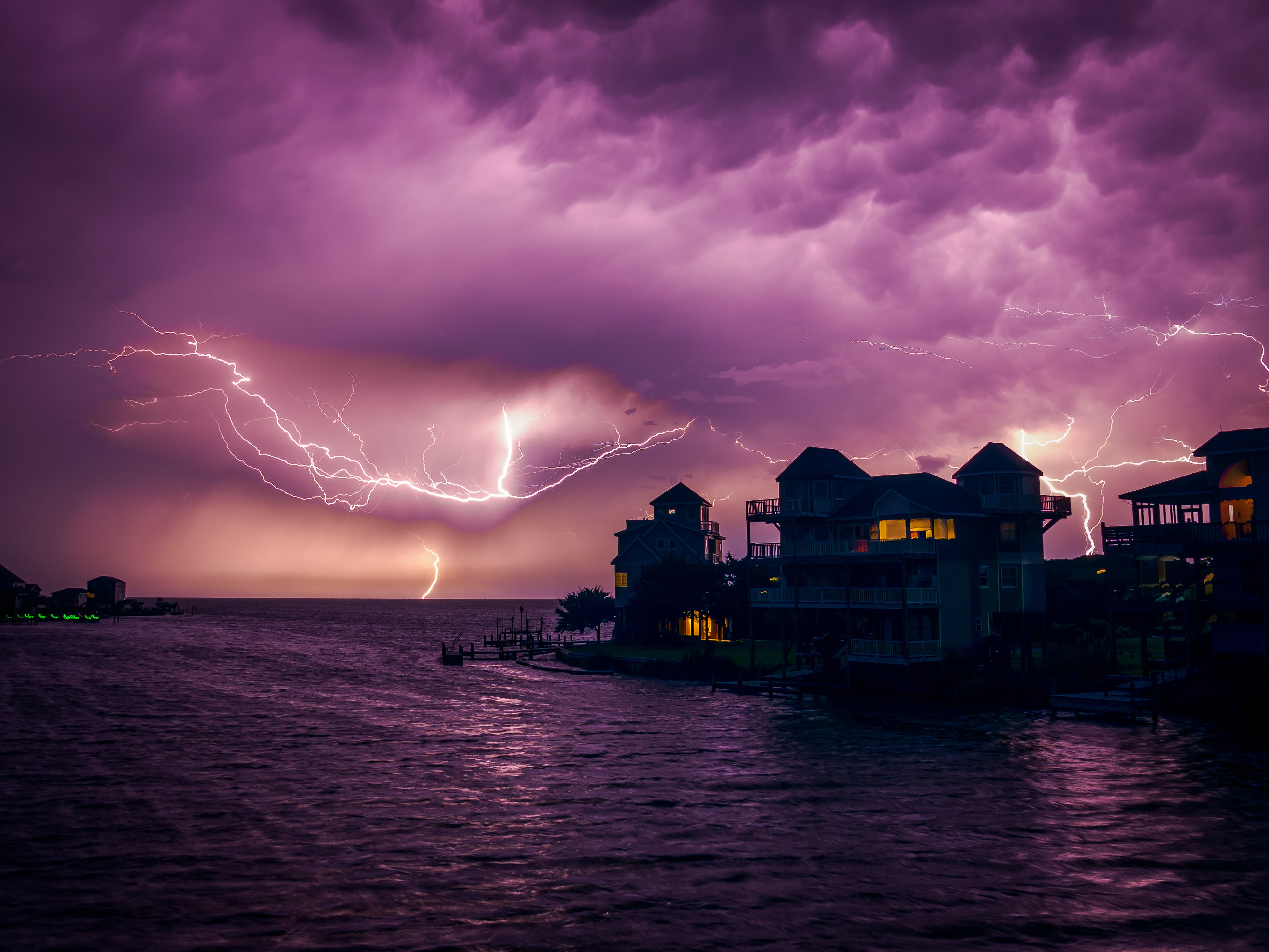 Lightning storm over the Pamlico Sound in Frisco NC