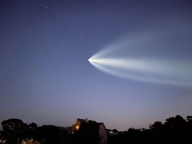 Falcon Rocket shooting through a night sky at Cape Hatteras National Seashore