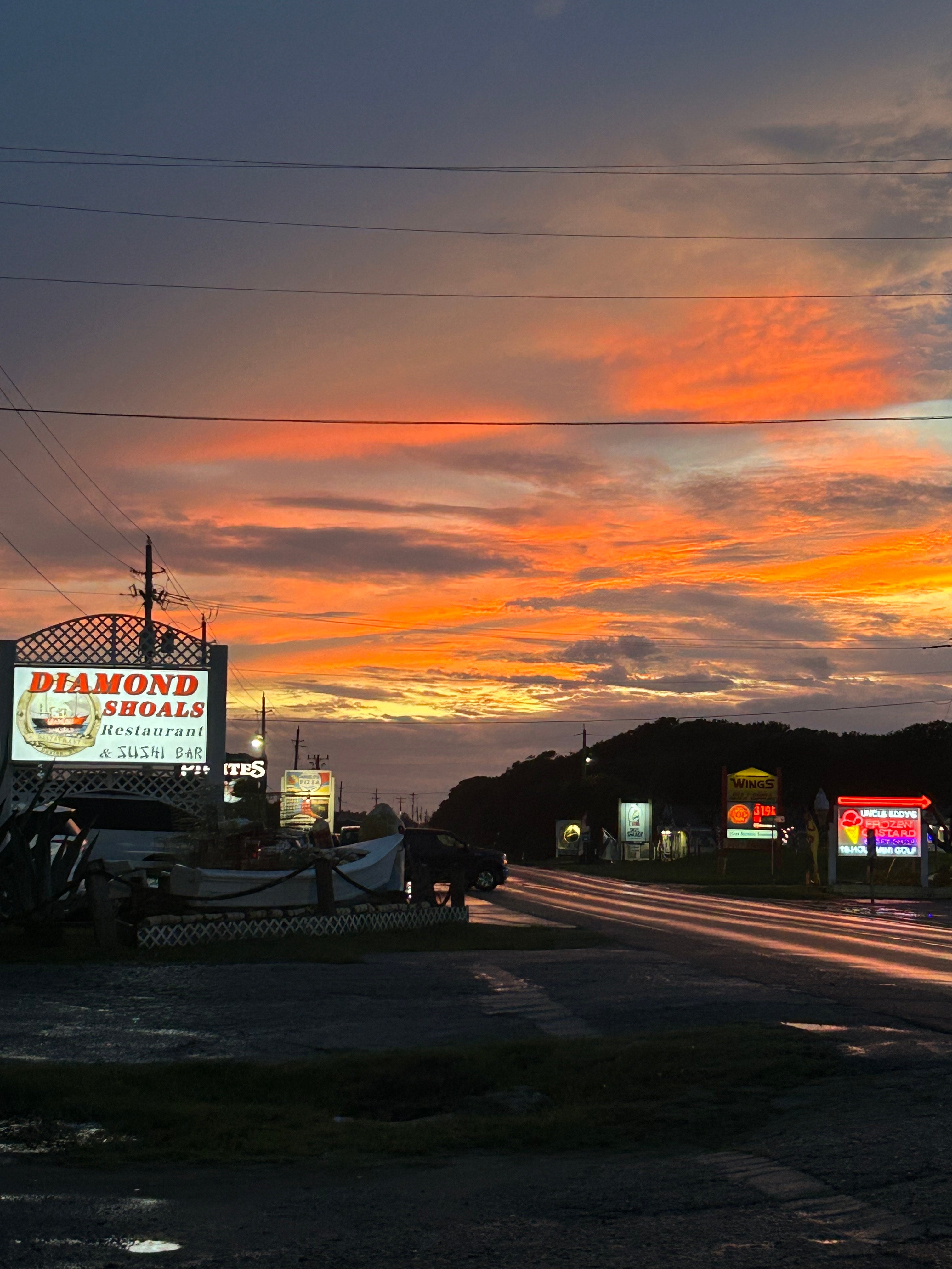 Buxton NC downtown and sunset