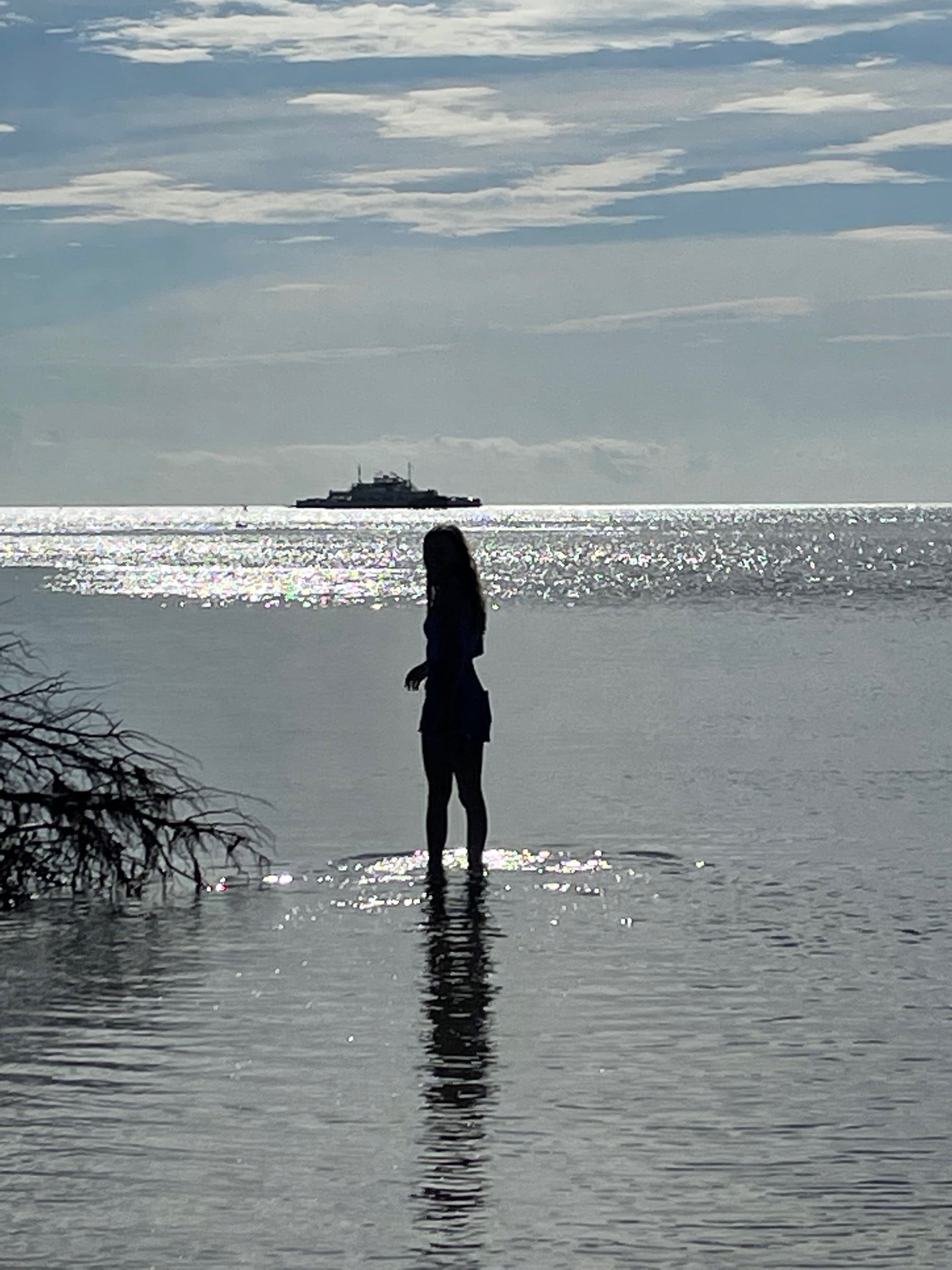 Girl by the Hatteras Ferry over Pamlico Sound