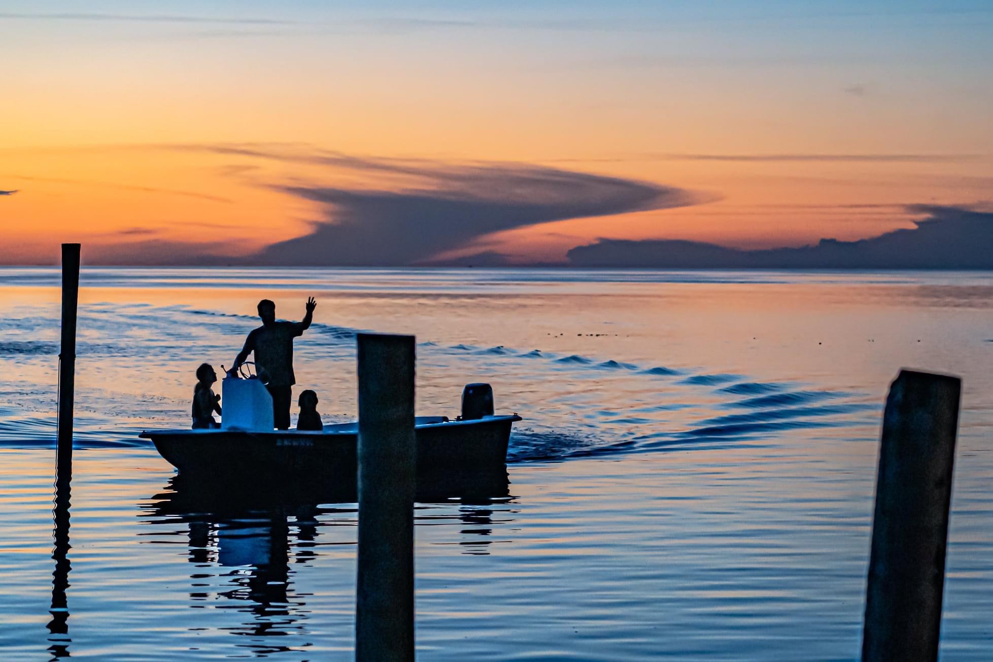 Boat in Avon Harbor at Sunset