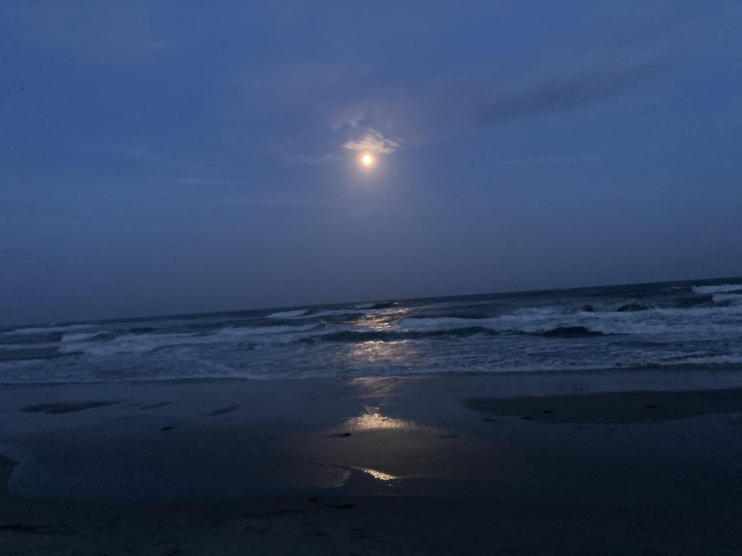 Full moon over the atlantic ocean in Frisco NC