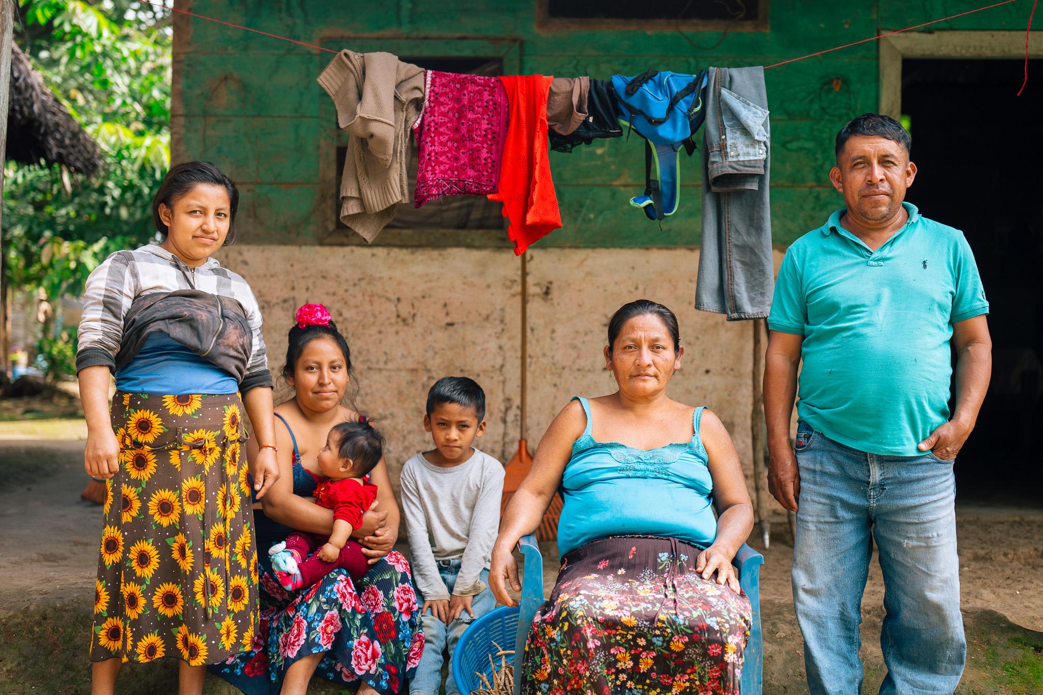 Family sits for photo in rural Guatemala