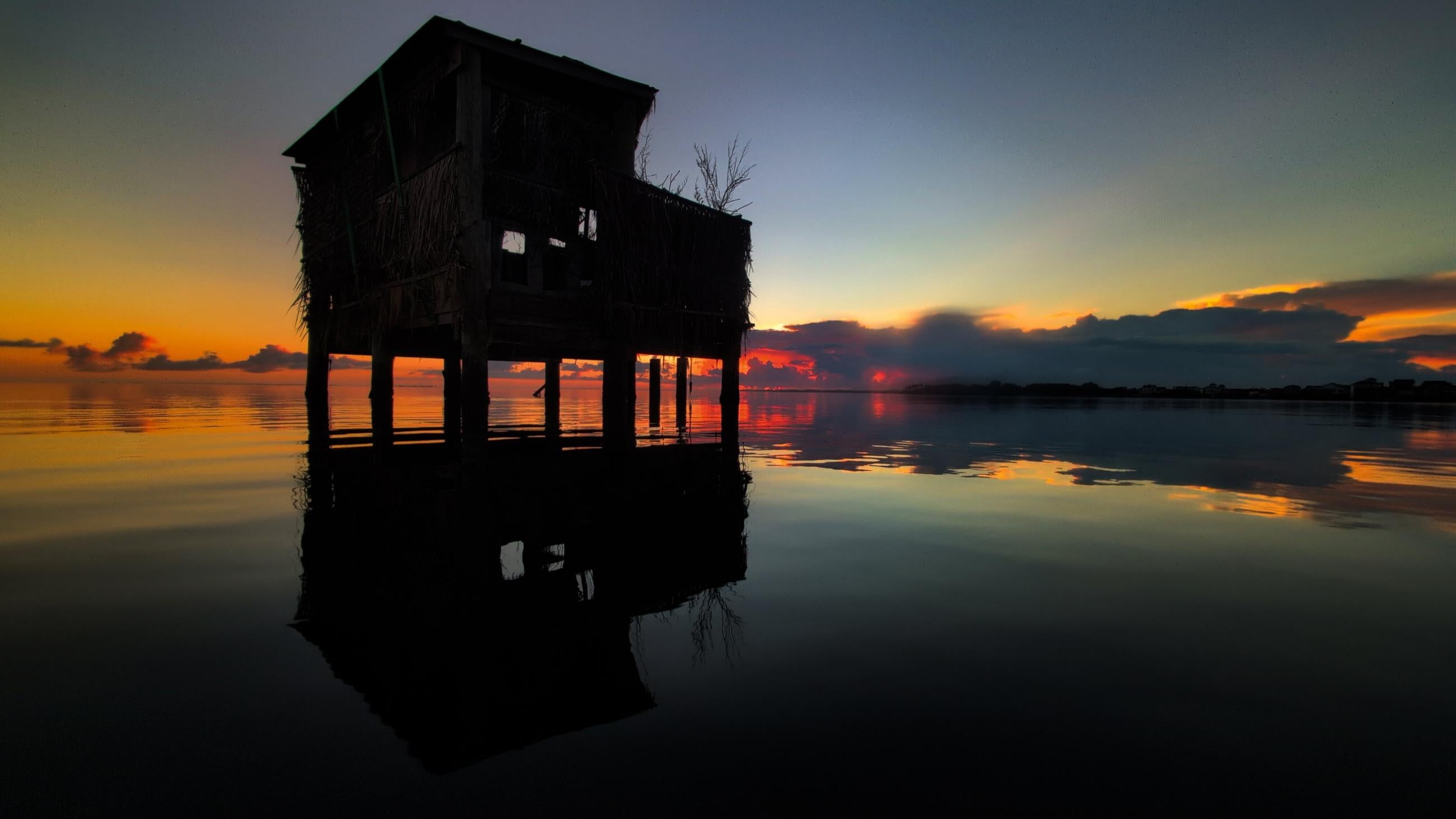 Duck blind in the Pamlico Sound by Frisco NC
