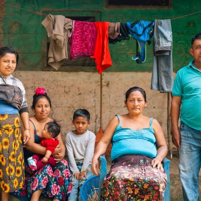 Family sits for photo in rural Guatemala